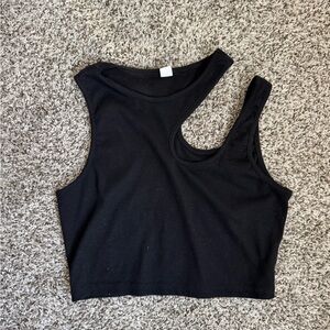 Black crop tank top with cut outs